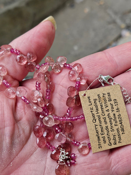 Strawberry Quartz Ruby & Garnet Necklace  NRD4826