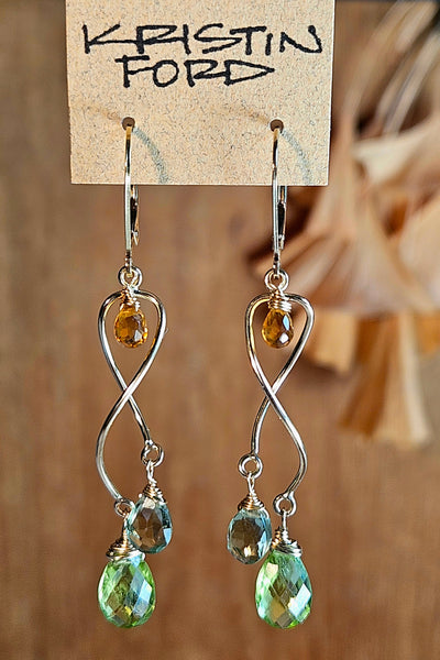 GF) Peridot, Green Apatite & Citrine Earrings  EGR3626G