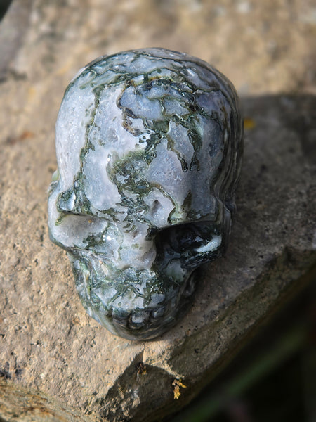 Moss Agate Skull - One of a Kind
