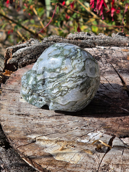 Moss Agate Skull - One of a Kind