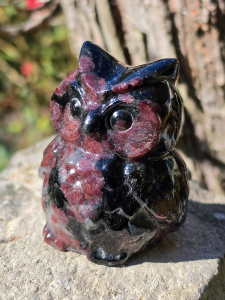 Gemstone Owls — Garnet, Sodalite, Black Obsidian & Que Sera