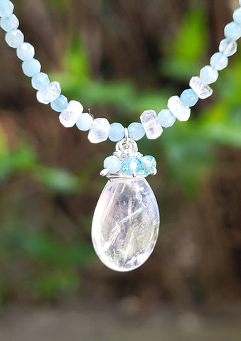 Rainbow Moonstone, Aquamarine & Apatite Necklace NWH2923