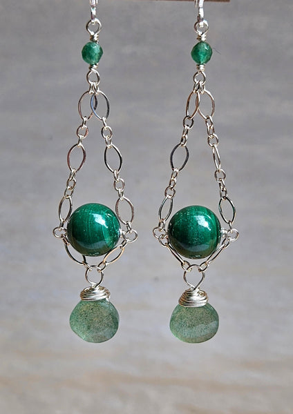 Malachite & Green Strawberry Quartz Earrings EGR2223