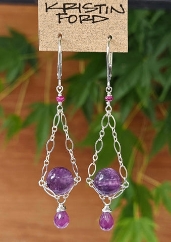 Lepidolite & Ruby Earrings ERD0823