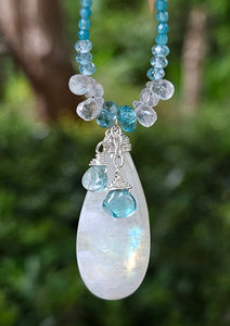 Rainbow Moonstone and Apatite Necklace NWH3523