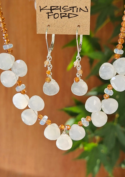 Moonstone & Hessonite Necklace NWH4023