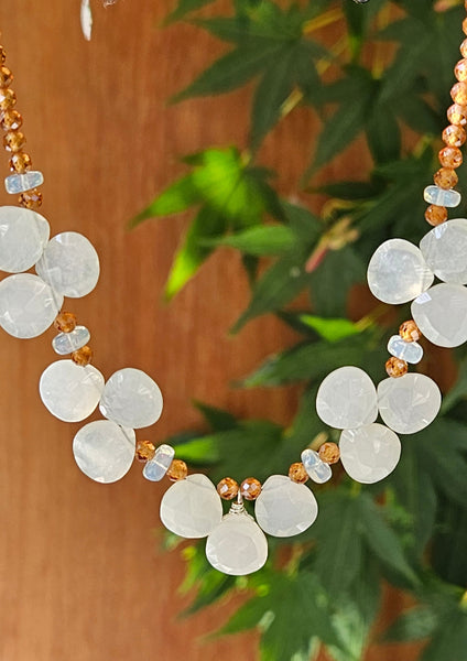 Moonstone & Hessonite Necklace NWH4023