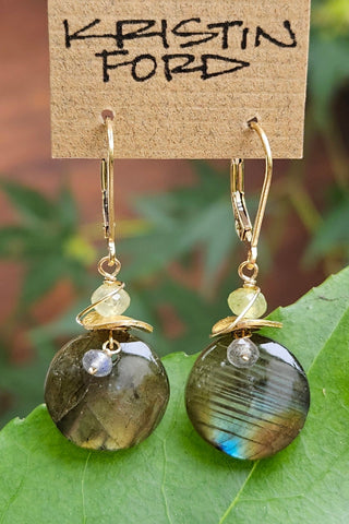 Labradorite & Prehnite Earrings EBK2818G