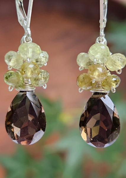 Smoky Quartz & Grossular Garnet Earrings EBR1123