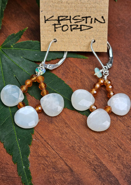 Moonstone, Hessonite & Opal Earrings EWH4023