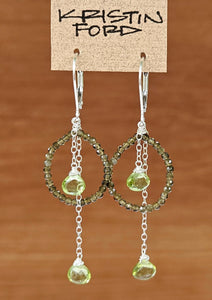 Olive Cat's Eye & Peridot Earrings EGR9020