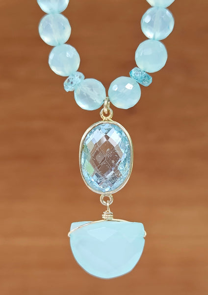 Chalcedony, Blue Topaz Necklace and Apatite NBL2922G