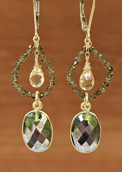 Pyrite, Chrysoberyl & Citrine Earrings EBR2423G