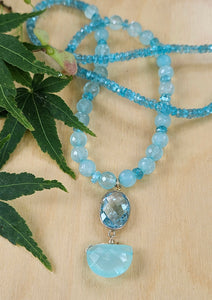Chalcedony, Blue Topaz Necklace and Apatite NBL2922G