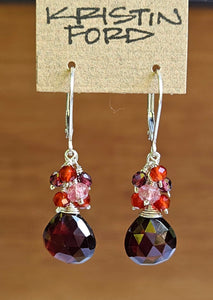 Garnet, Red Onyx & Strawberry Quartz Earrings ERD1423