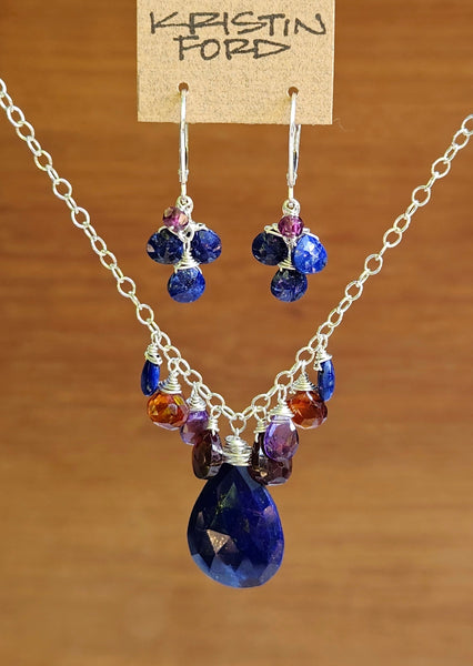 Lapis Lazuli & Garnet Earrings EBL5823