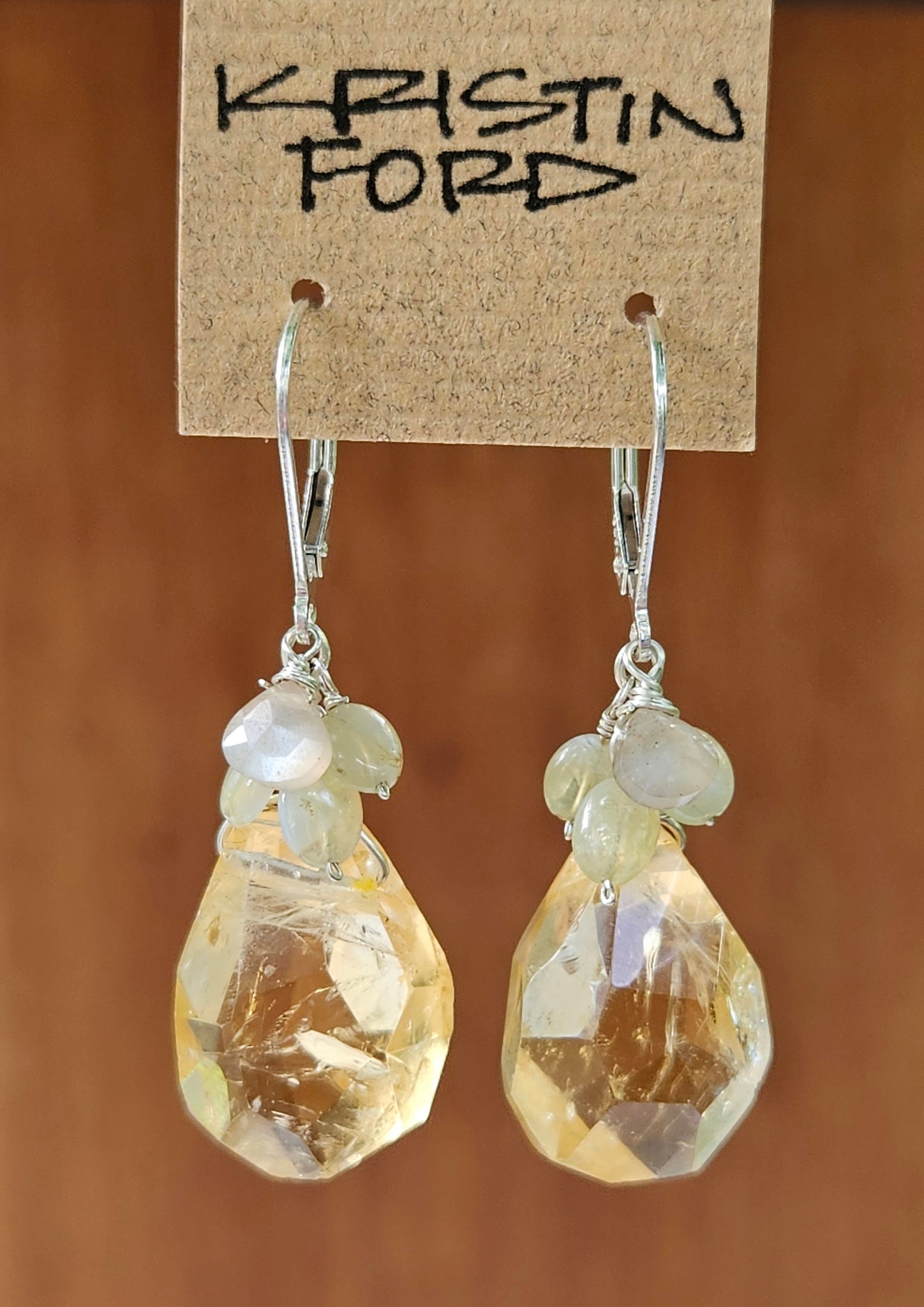 Citrine, Chrysoberyl & Moonstone Earrings EBR1723