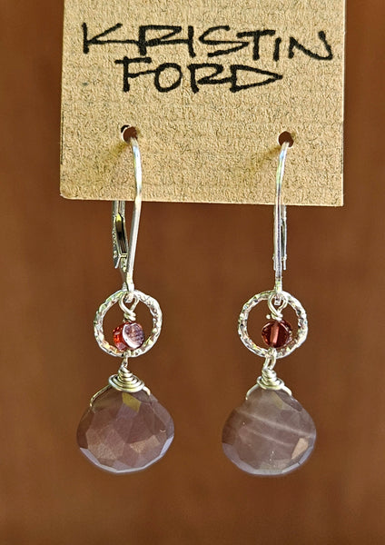 Chocolate Moonstone & Garnet Earrings EWH5323