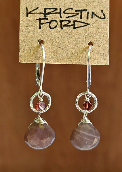 Chocolate Moonstone & Garnet Earrings EBR3223