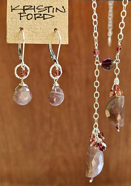 Chocolate Moonstone & Garnet Earrings EBR3223