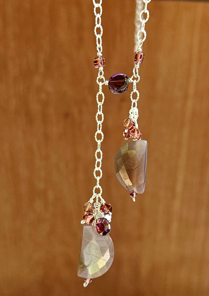 Chocolate Moonstone & Garnet Earrings EWH5323