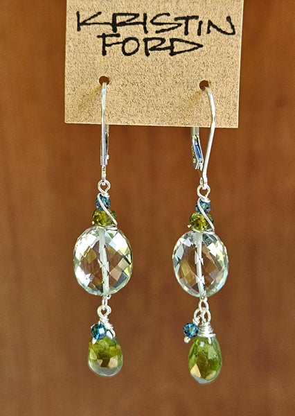 Prasiolite, Vessuviate & London Blue Topaz Earrings EGR3023