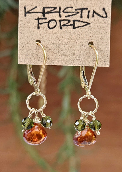 Hessonite & Green Tourmaline Earrings EBR3023G