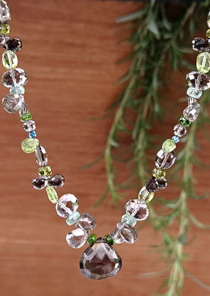 Fresh Water Pearl, Green Garnet & Vessuvianite Earrings EGR2523