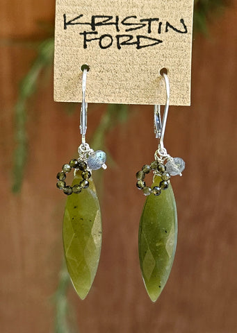 Serpentine, Chrysoberyl & Labradorite Earrings EGR3123