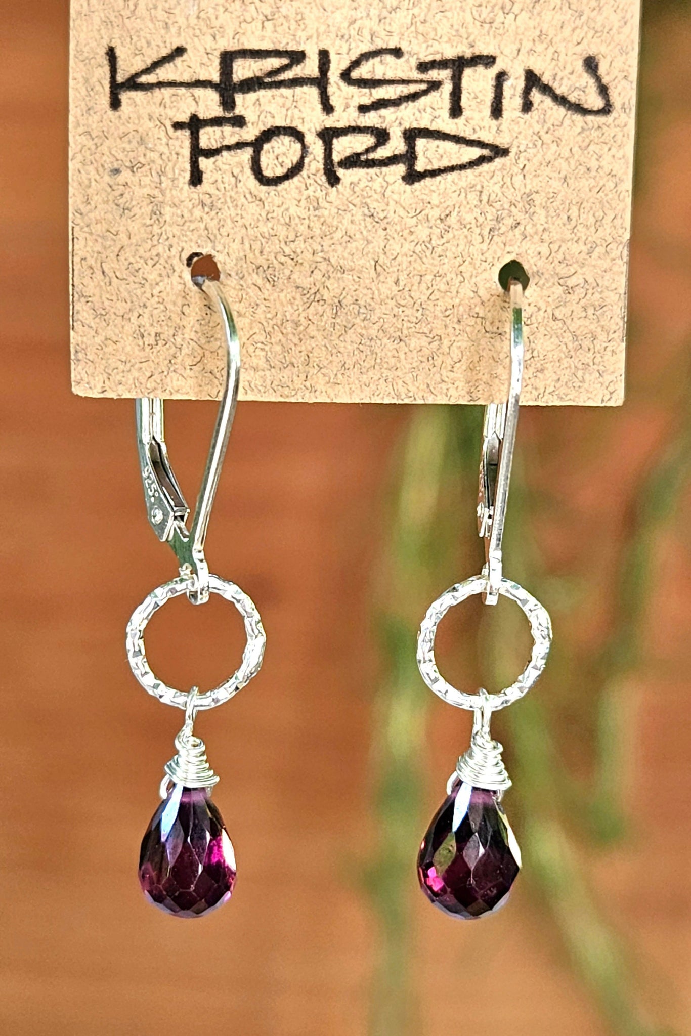 Rhodolite Garnet Ring Drop Earrings ERD1220