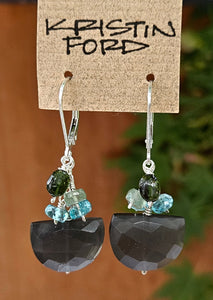 Silver Moonstone with Blue & Green Apatite Earrings EBK1823