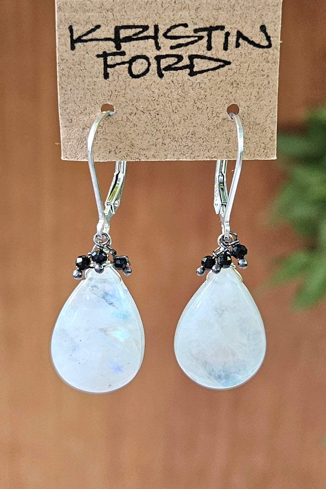 Rainbow Moonstone & Black Spinel Earrings EWH5123