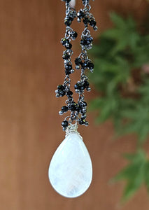 Rainbow Moonstone & Black Spinel Necklace NWH5123