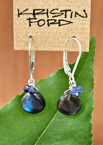 Black Labradorite & Sapphire Earrings EBK0823