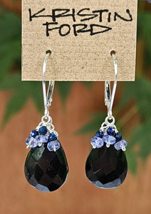 Black Garnet, Tanzanite & Lapis Lazuli Earrings EBK0923