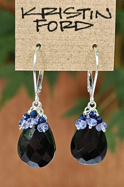 Black Garnet, Tanzanite & Lapis Lazuli Earrings EBK0923