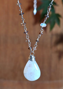 Rainbow Moonstone & Andalucite Necklace NWH5523