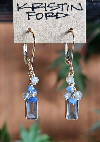 Silver Moonstone, Labradorite & Sapphire Earrings EBK1323G