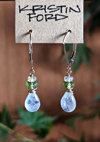 Rainbow Moonstone & Peridot Earrings EWH0421G