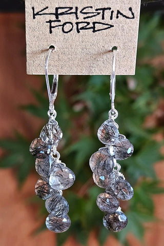 Black Tourmalinated Quartz Earrings EBK1919