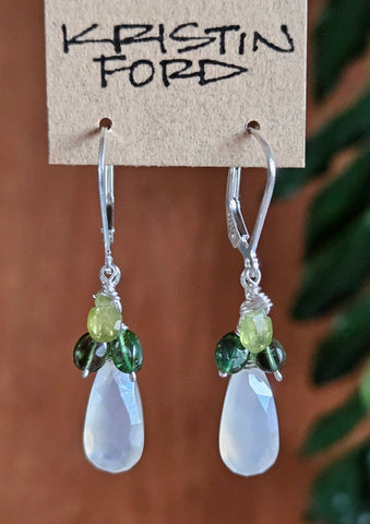 Moonstone, Green Tourmaline & Vesuvianite Earrings EWH5823