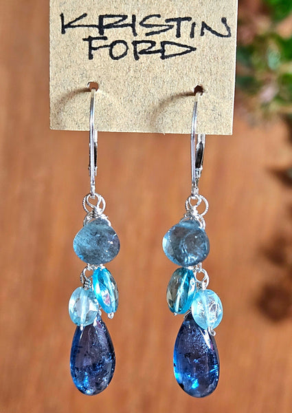 Indigo Kyanite, Blue Zircon & Aquamarine Earrings EBL6623