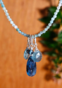 Indigo Kyanite, Grandidierite, Aquamarine & Blue Zircon Necklace NBL6623