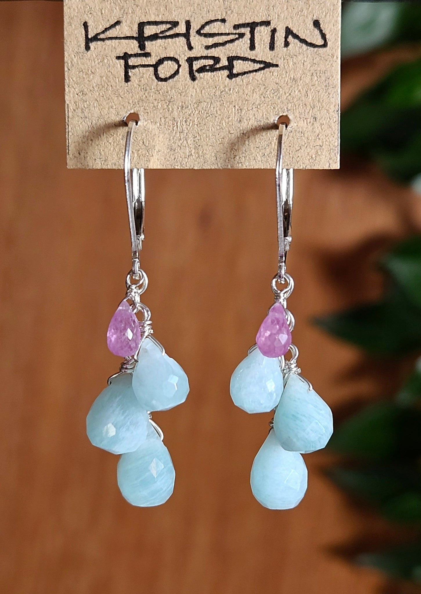 Amazonite & Pink Sapphire Earrings EBL1023