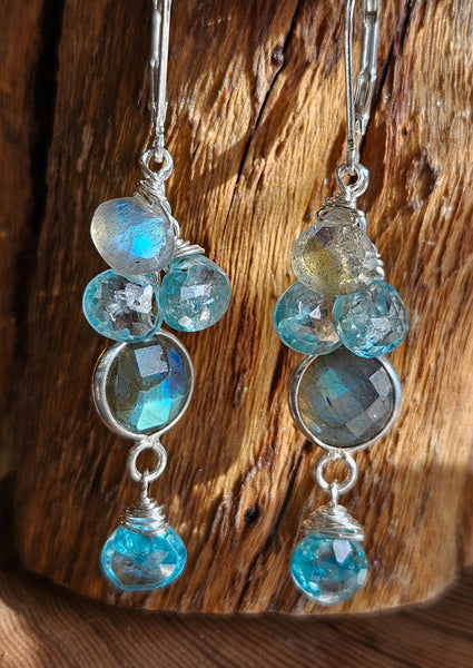 Labradorite & Ocean Blue Kyanite Earrings EBK0324