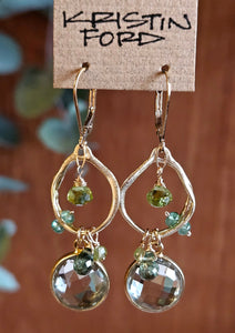 Prasiolite, Emerald, Green Apatite & Peridot Earrings EGR0824G