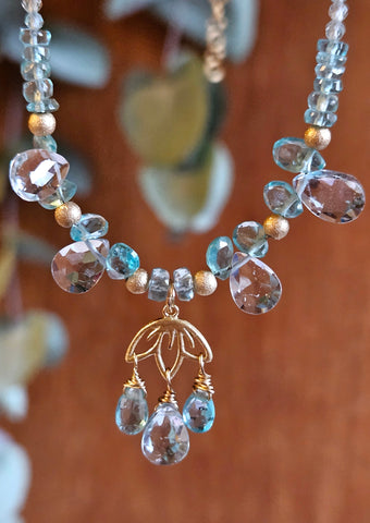 Blue Topaz and Apatite Necklace NBL3224G