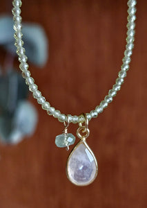 Rainbow Moonstone, Peridot & Green Apatite Necklace NWH1318G
