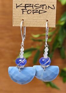 Blue Opal, Tanzanite & Moonstone Earrings EBL2622
