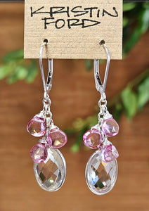 Quartz Crystal & Pink Topaz Earrings EWH0823
